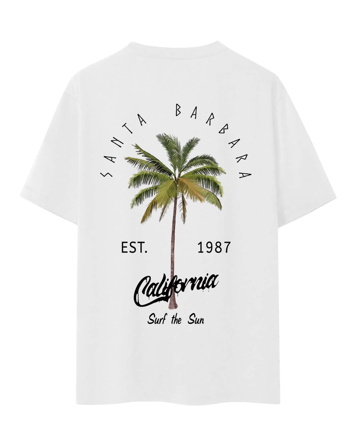 AIYINO Mens Santa Barbara Palm Tree Tee California Surf Casual T-Shirt