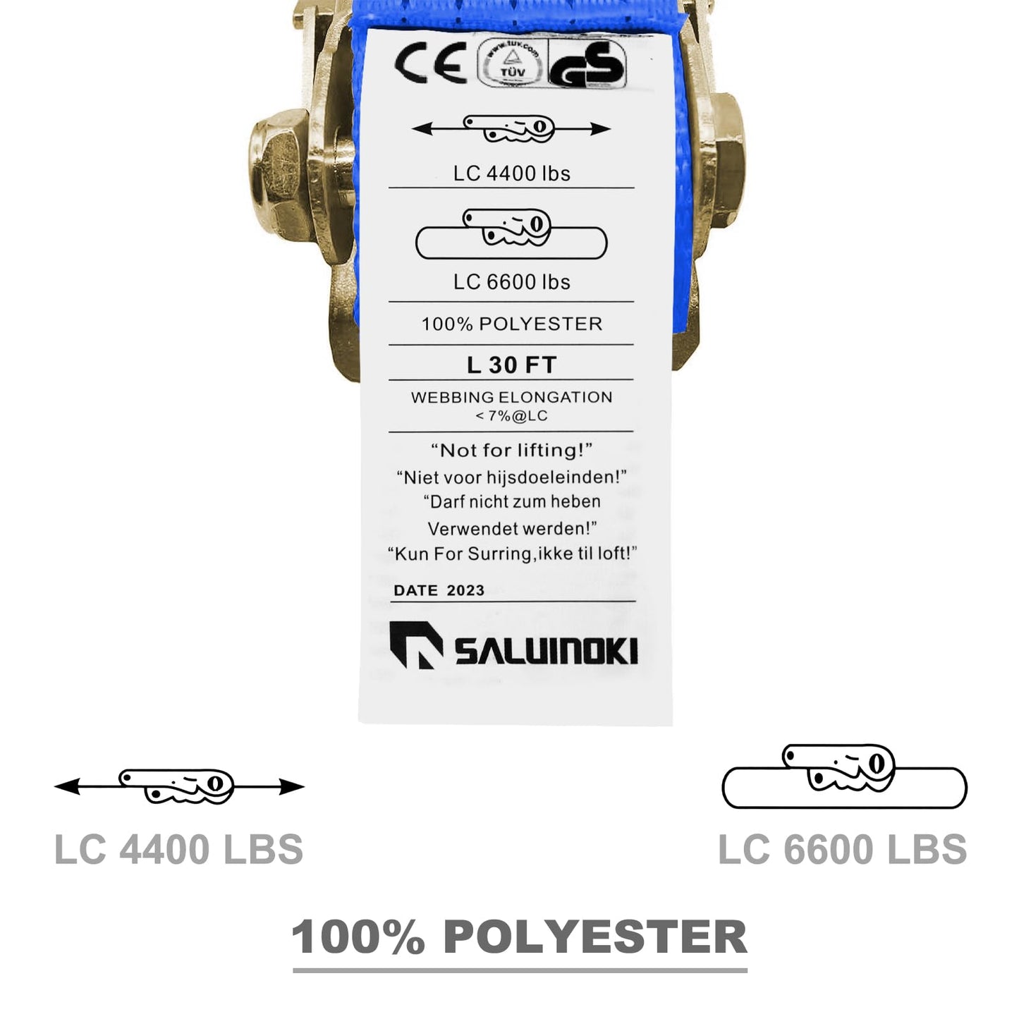 SALUINOKI 4Pack 2in 30ft Ratchet Strap Flat Hook Blue Heavy Duty Flatbed Straps for Trailer Tie Down Straps Box Truck Accessories Cargo Loading 10000lbs Breaking Load