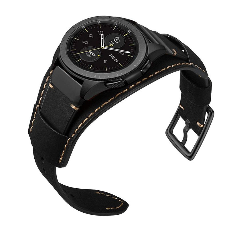 Sjiangqiao Leather Bands Compatible with Garmin Fenix 5Fenix 5 PlusFenix 6Fenix 6 ProForerunner 935945Approach S60Quatix 5 Smartwatch,22mm Quick Fit Genuine Leather Cuff Band Repalcement