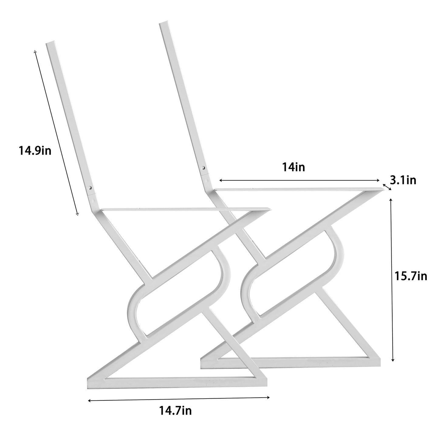 HEONITURE 16 Inch Metal Bench Legs,Backrest Bracket Set of 2,Ideal for DIY Projects with Butcher Block Countertops and Wood Slab Benches Indoor/Outdoor (White, 16" x 17.7")