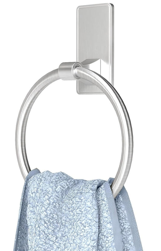 Towel Ring, SUS304 Hand Towel Holder for Bathroom，Adhesive Towel Holder Bathroom Towel Hanger for Bathroom, Kitchen, Brushed Nickel