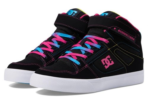 DC Unisex-Child Pure High Top EV Skate Shoes with Ankle Strap and Elastic Laces Multi 1.5