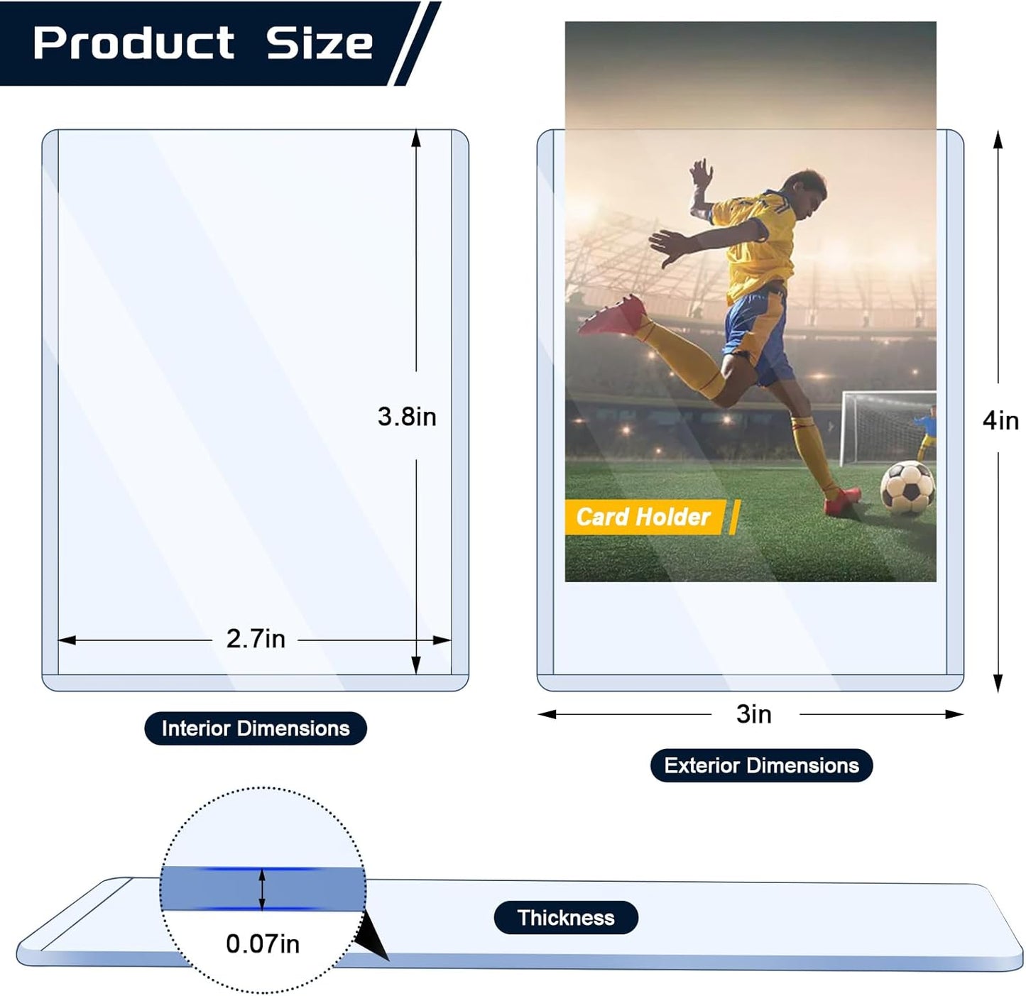 Skiennix 15-Pack Hard Plastic Card Sleeves - 3"x4" Protectors for Trading & Baseball Cards