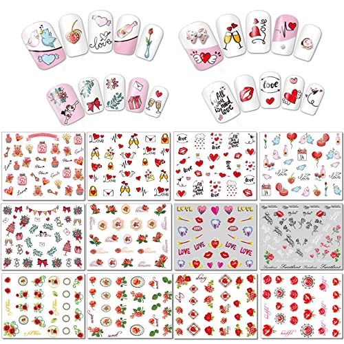 Valentine's Day Nail Art Decals - 60 Sheets Water Transfer Stickers
