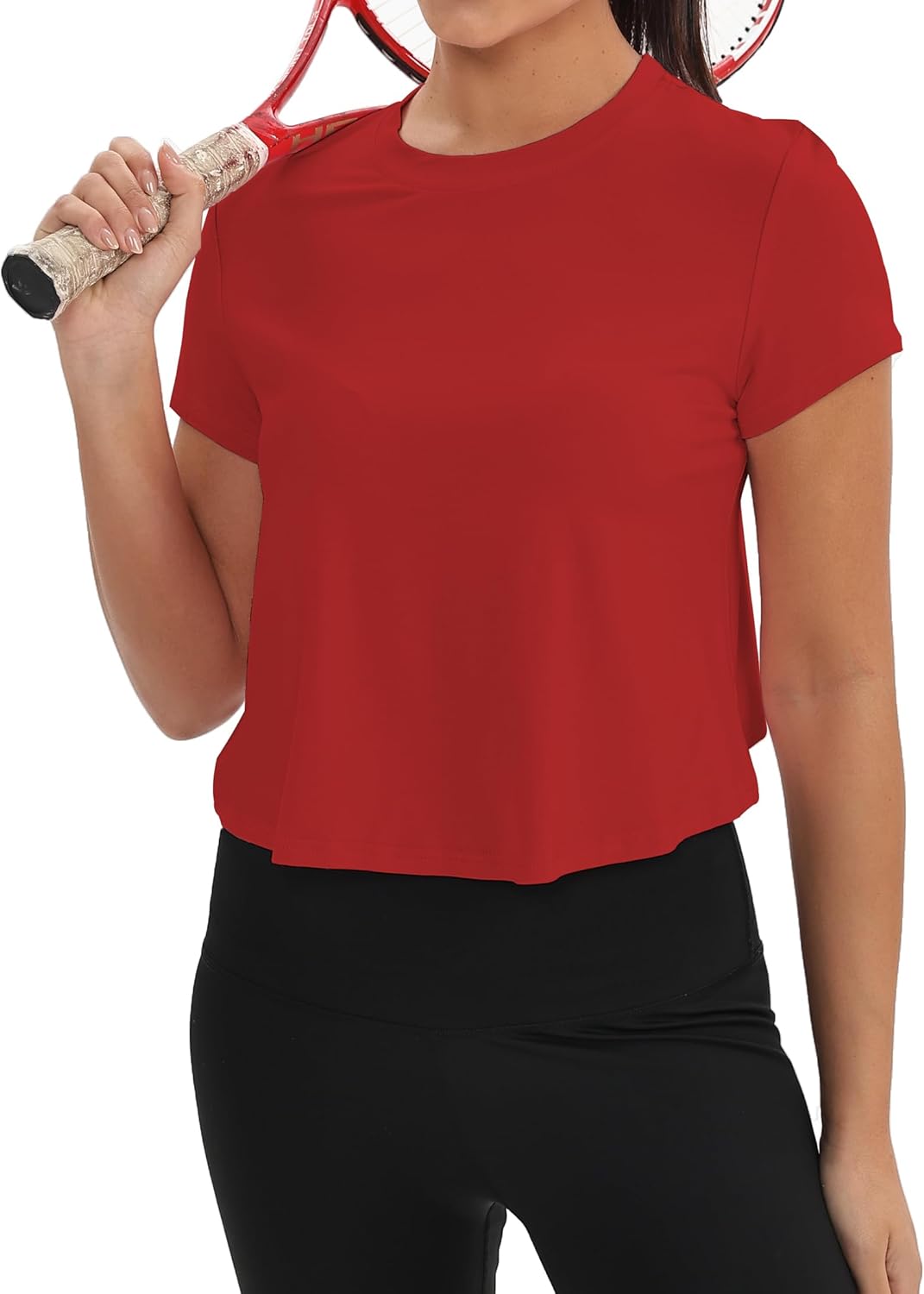 Mippo Women's Workout Tops - Short Sleeve Yoga Shirts for Athletic Gym & Running | Loose Fit Crop Top