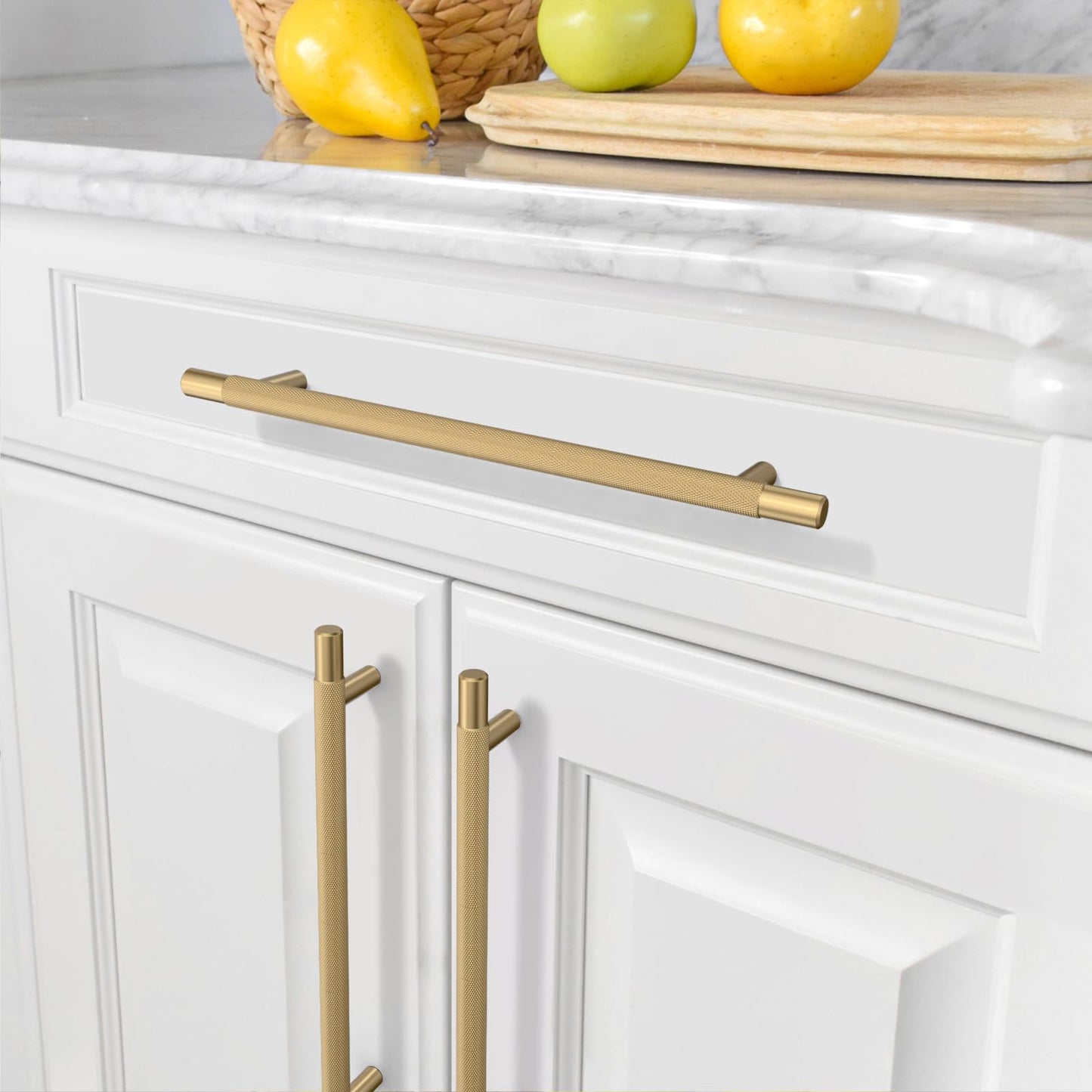 Amerdeco 10 Pack Champagne Bronze Knurled Cabinet Pulls 10 Inch Hole Centers Kitchen Cabinet Handles Hardware Kitchen Handles for Cabinets Handles IH0006