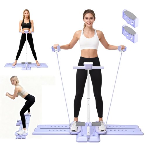 Foldable Ski Machine Exercise Equipment, Adjustable Height Simulated Ski Trainer Machine for Women with Resistance Bands, Foldable Ski Machine Exercise for Home, Glute & Leg Toning