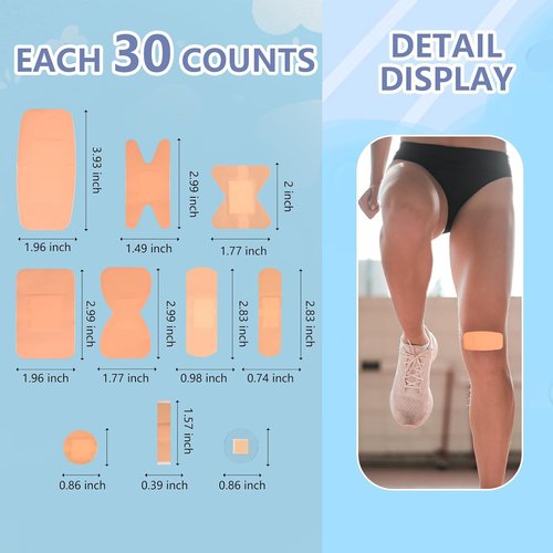 Assorted Bandages Variety Pack - 300 Flexible Adhesive Bandages for First Aid | Waterproof & Breathable