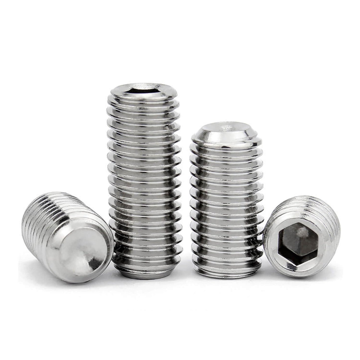 3/8-16 x 1'' (10 Pack) Set Screws, 304 Stainless Steel 18-8, Internal Hex Head Allen Drive Cup Point Screws (with Hex Key Wrench)