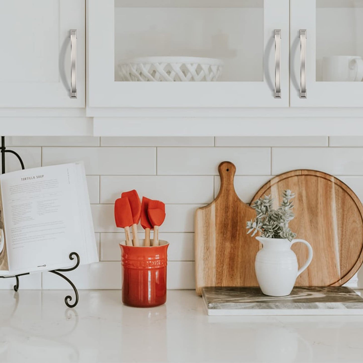 Asidrama 25 Pack 5 Inch(128mm) Brushed Satin Nickel Kitchen Cabinet Handles, Cabinet Pulls Kitchen Cabinet Hardware for Cupboard Drawer Pulls