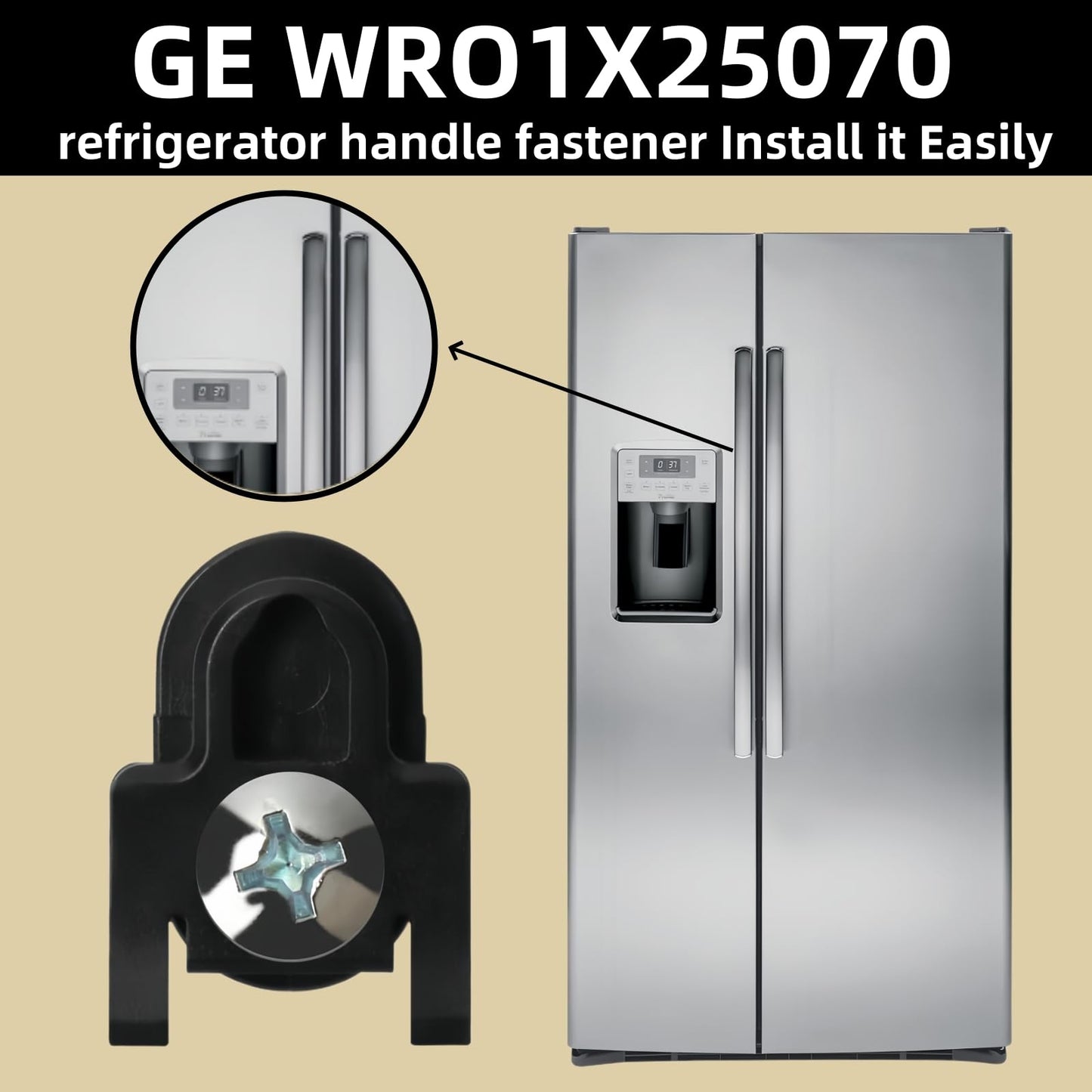 WR01X39781 Refrigerator Door Handle Fastener (2-Pack) – Compatible with GE Freezer & Refrigerator Handles – Replaces AP7175647, WR01X25070 – Durable Black Replacement Parts