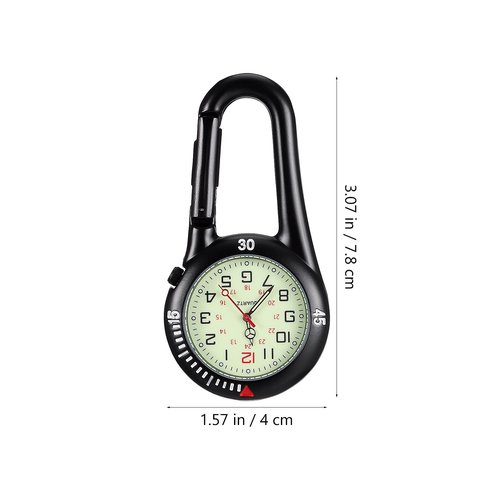 Hemobllo Clip-on Light Alloy Unisex Backpack Buckle Belt fob Watch Black with White dial Ideal for Doctors Climbing (Black)