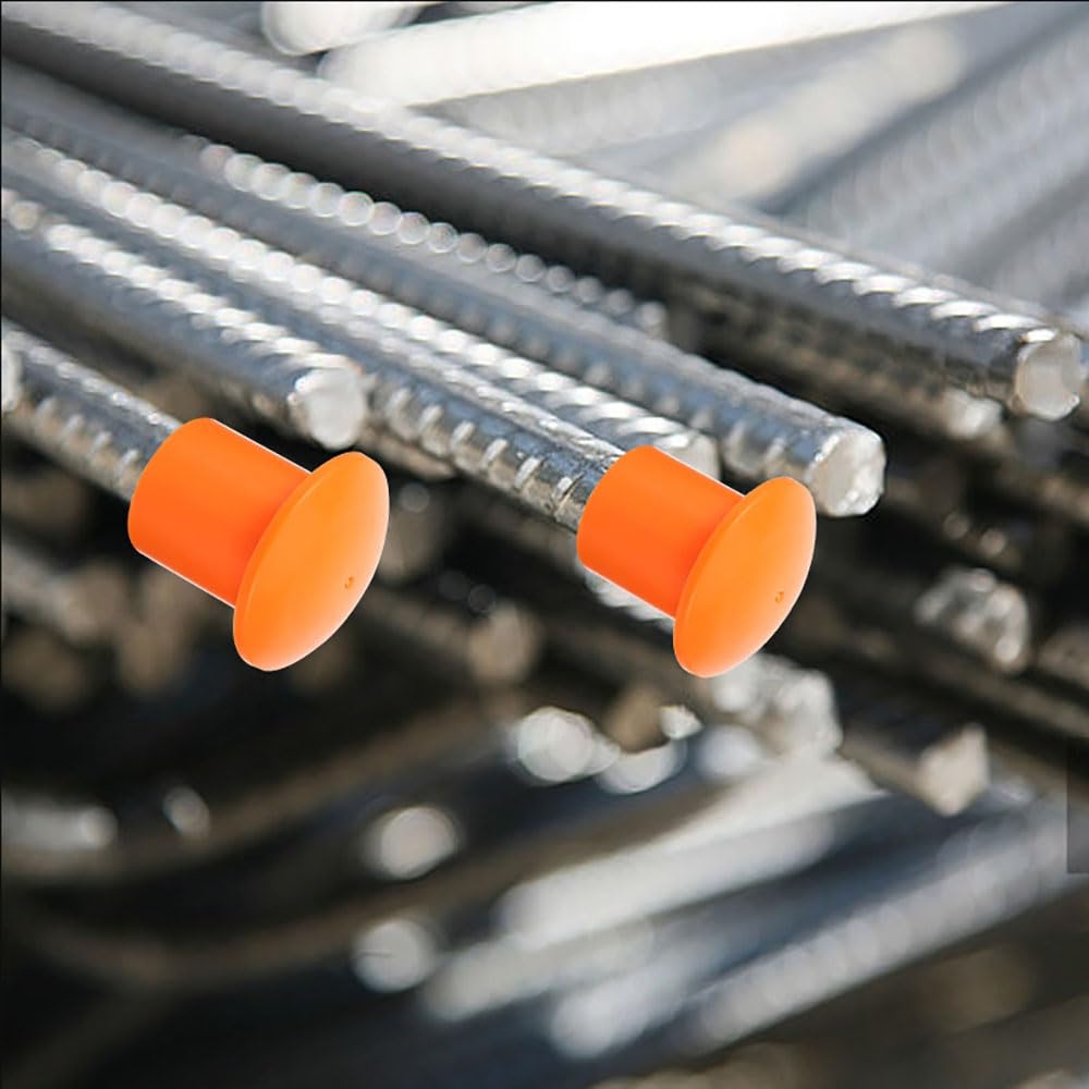 safycaby 14 PCS Plastic Reinforced Survey Rebar Cap Orange Rebar Safety Caps Mushroom Survey Rebar Cap for Diameter 10-25MM Rebar Orange