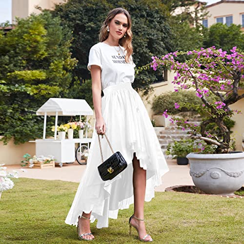 White One Size High Low Tulle Skirt for Women Wedding Party Prom ROSE IN THE BOX