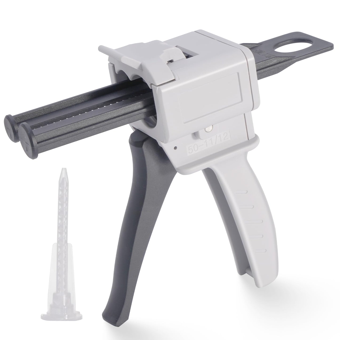 Zihvfzu Dispensing Gun Kit, 50ml 1:1/1:2 Ratio Manual Epoxy Mixing Dispensing AB Gun, Used For Extruding two-component Adhesive with a Specification of 50ml, Static Mixer Nozzles Included
