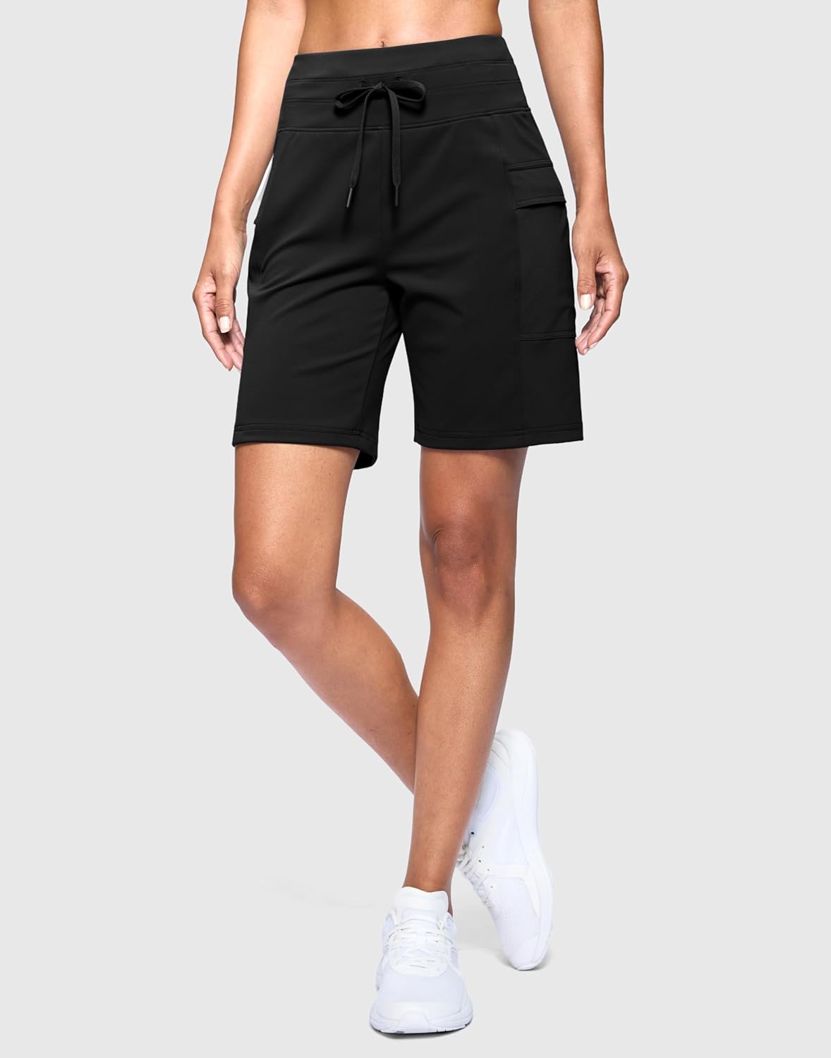Skiennix Women's Athletic Hiking Shorts - High Waisted, Stretchy Bermuda with Side Pockets | 7-Inch Length