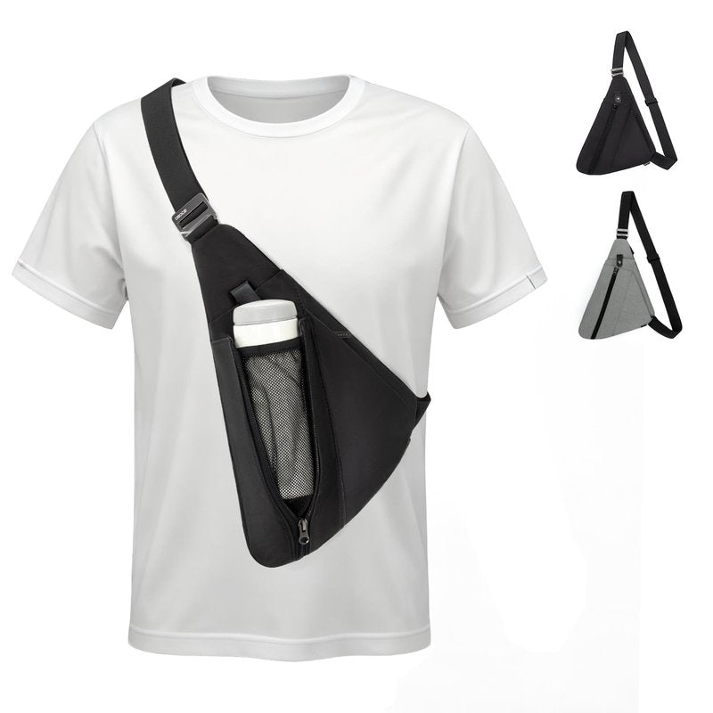 OSOCE Sling Bag for Men, Anti-Theft Crossbody Chest Pack, Minimalist Daypack with Water Bottle Holde