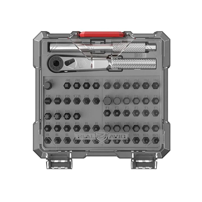 Real Avid X3 Precision Screwdriver Set with 1/4 Ratchet Wrench Bit Driver & Bit Extension - Tool Kit Includes Torx, Hex, Phillips, Flat & Square Bits (56 Piece)