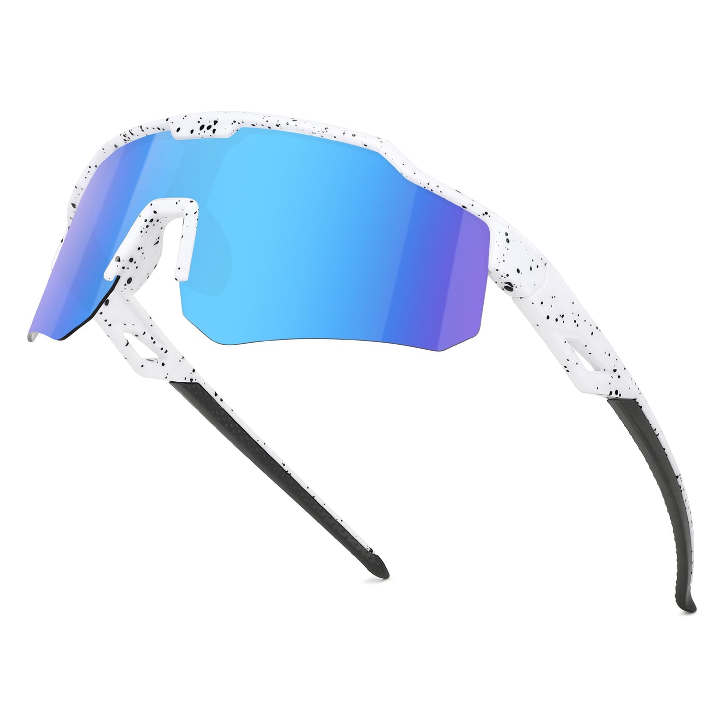 Ofwin Polarized Youth Sports Sunglasses for Boys Girls Kids Baseball Sunglasses Softball Cycling Running Age 5-15 White Frame/Ice Blue Mirror Lens