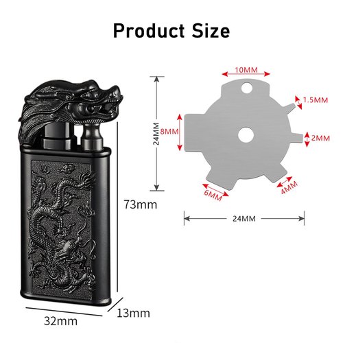 Torch Lighter, Relief Wolf Design Magic Dual Flame Lighter with Adjusting FlameTool, Cool Windproof Jet Lighters, Refillable Butane Lighters for Mens Outdoor Indoor(Without Butane)-Blue Crocodile