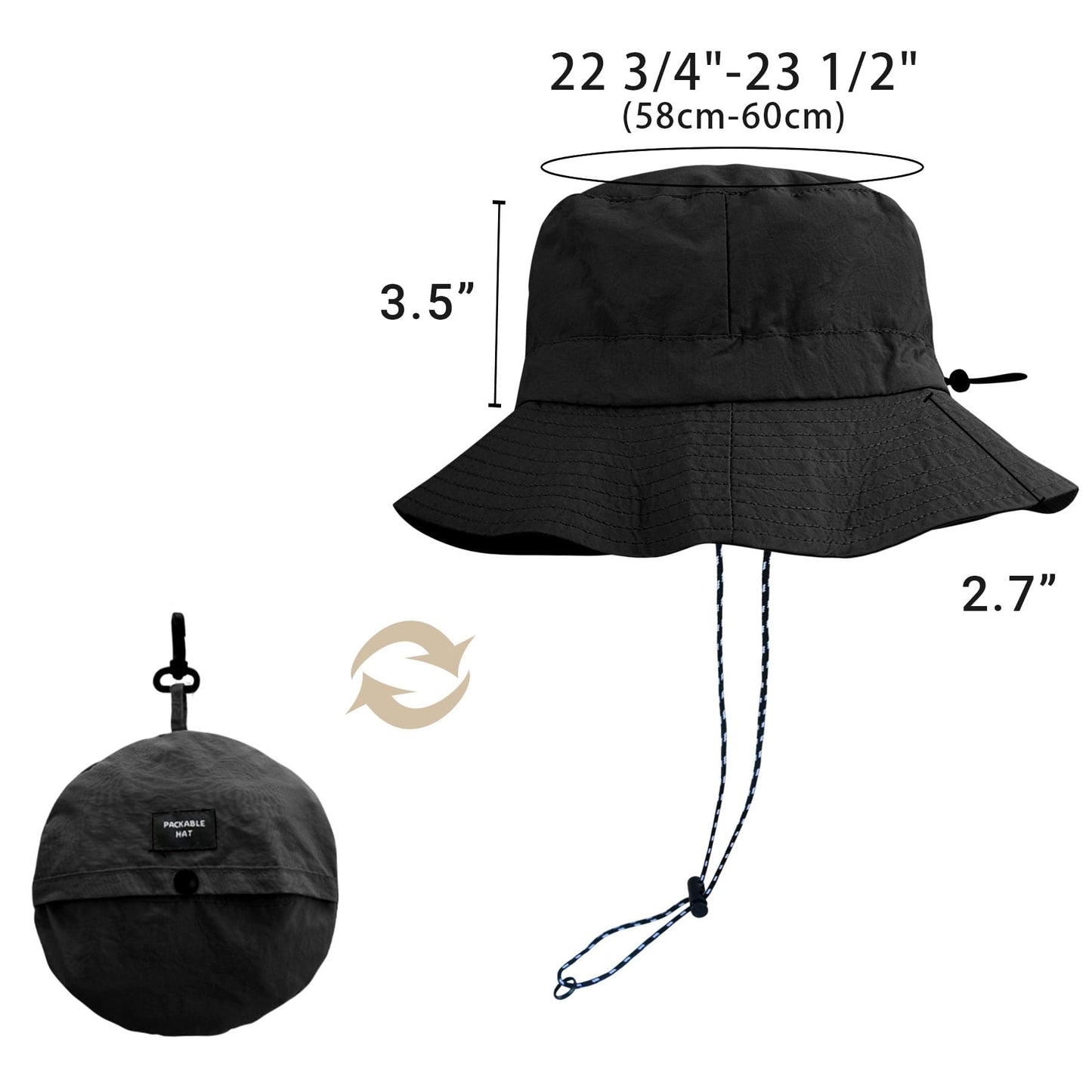 PFFY Packable Sun Bucket Hat for Men Women Outdoor Sun Hats Orange (Loose)