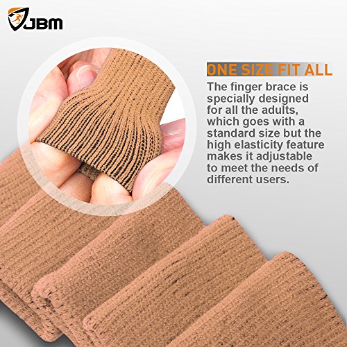 Finger Sleeves - Compression Sport Finger Brace Protector - 5 Pack, Brown