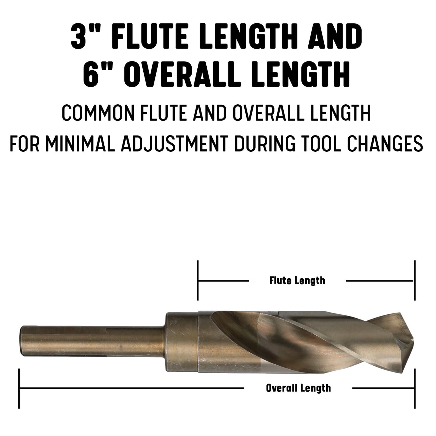 Drill America - DWDCO1-1/4 1-1/4" Reduced Shank Cobalt Drill Bit with 1/2" Shank, DWDCO Series