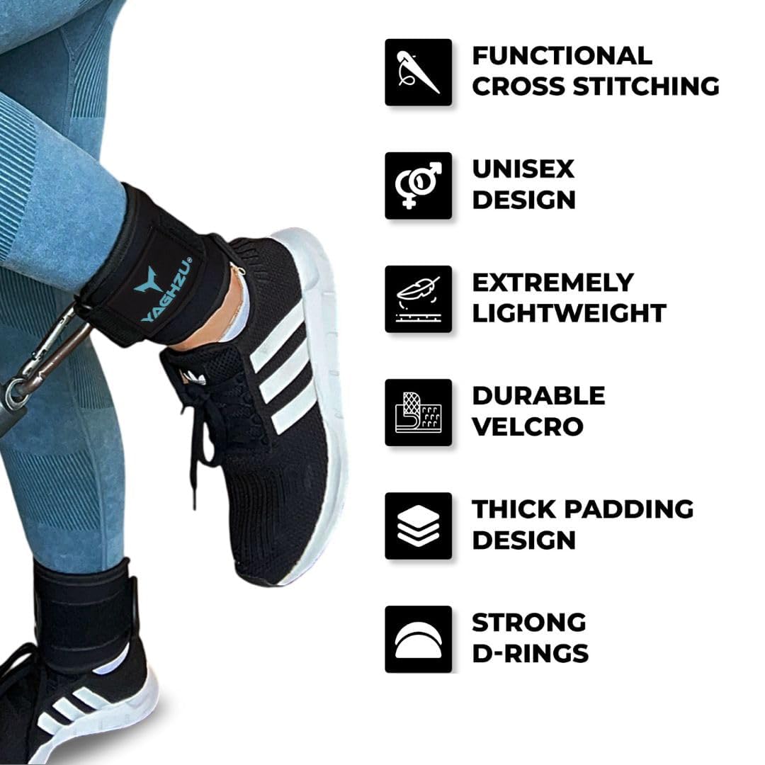 Gym Ankle Straps for Cable Machines Women & Men, Glute Kickback, Single