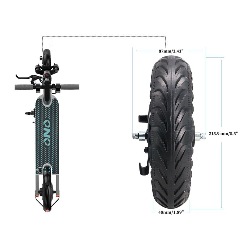 8.5'' Electric Scooter Replacement Wheel – Solid Tire with Hub & Drum Brake | Specially designed for 8.5" DRUM BRAKE Escooter – Fits VOLPAM Q1, MAXSHOT V1, V7, Joyhis: JS03, JS01, NAVIC T3, T5