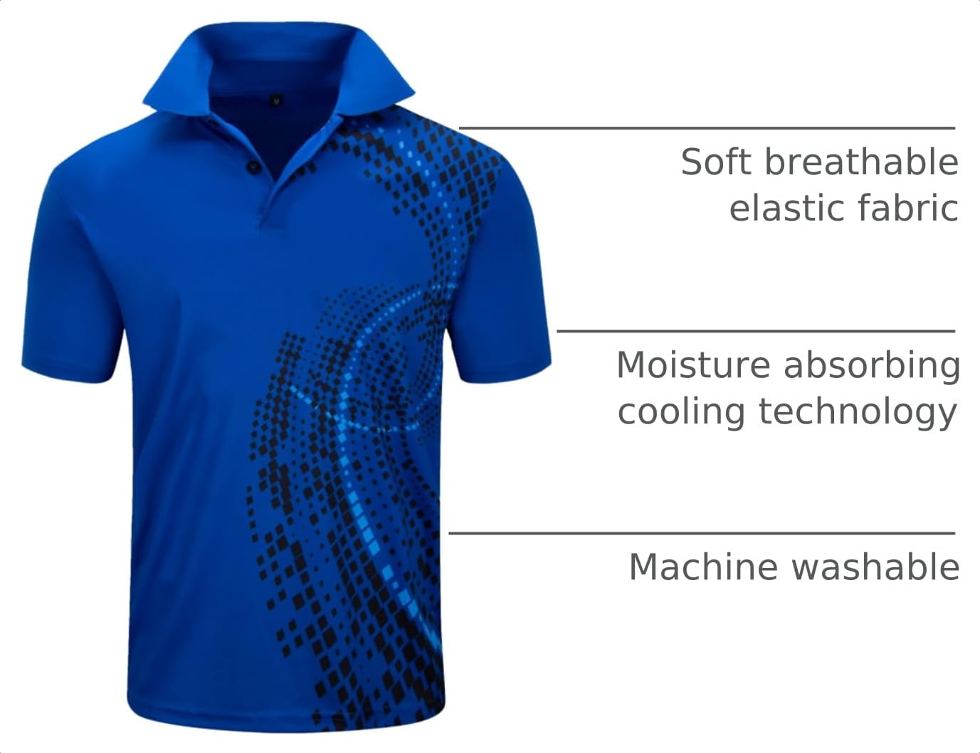 ZITY Golf Polo Shirts for Men Short Sleeve Athletic Tennis T-Shirt Blue L