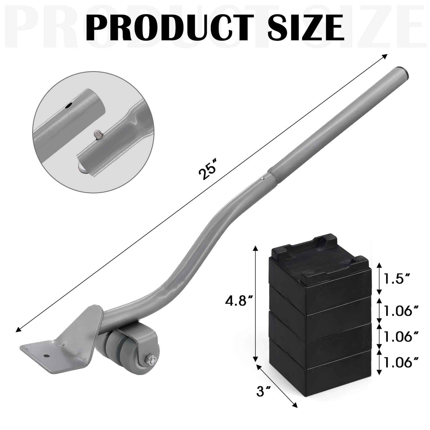 Furniture Lifter Tool, Appliance Furniture Metal Lifters for Heavy Furniture Movers Sliders Wheels Easily Safe to Move Sofa Refrigerator Washing Machine (1 Lifter Tool 4 Raise Blocks) Grey