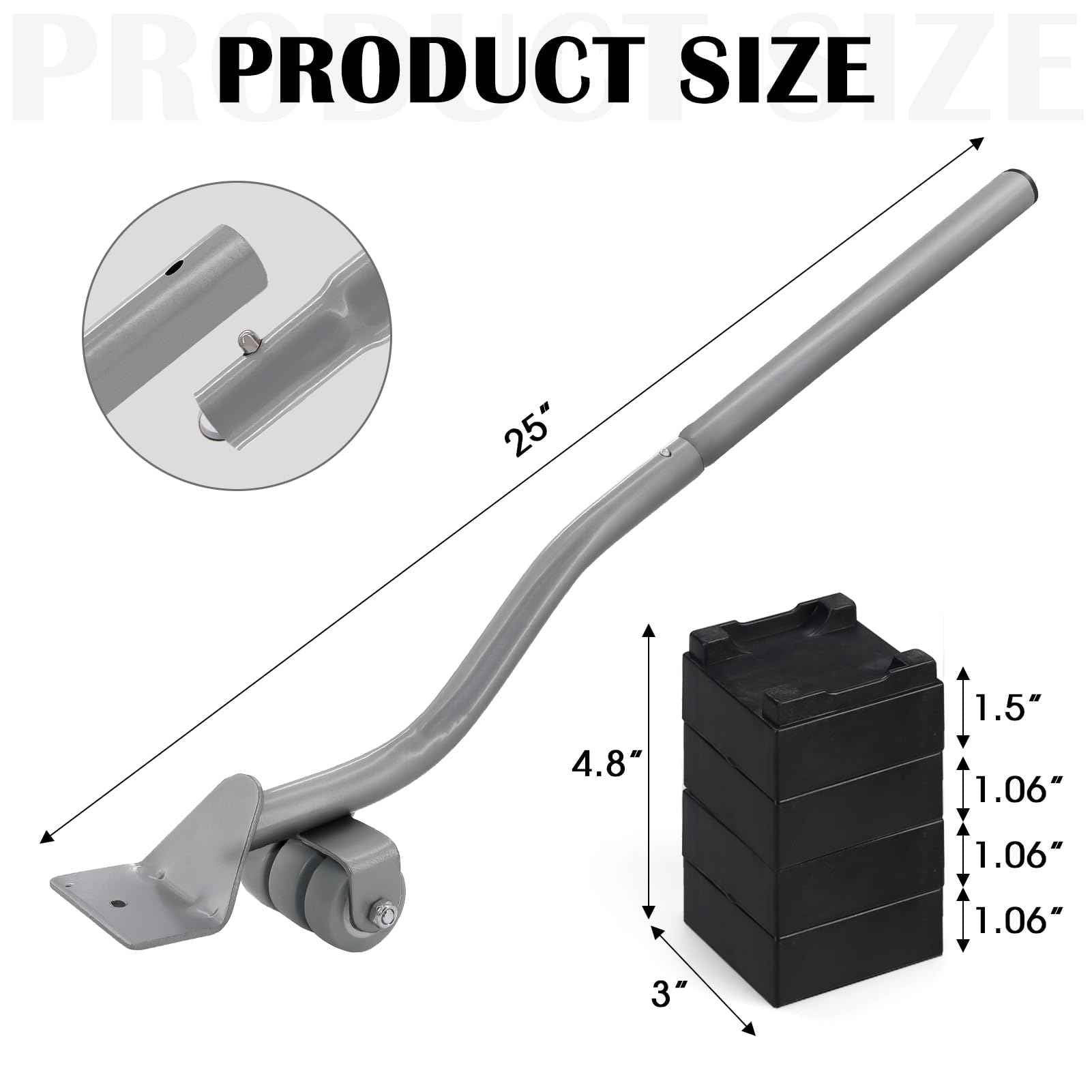 Furniture Lifter Tool, Appliance Furniture Metal Lifters for Heavy Furniture Movers Sliders Wheels Easily Safe to Move Sofa Refrigerator Washing Machine (1 Lifter Tool 4 Raise Blocks) Grey