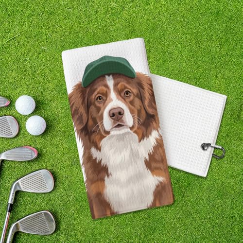 Australian Shepherd Golf Towel - 16x24 Inch Waffle Weave - Multi 1435
