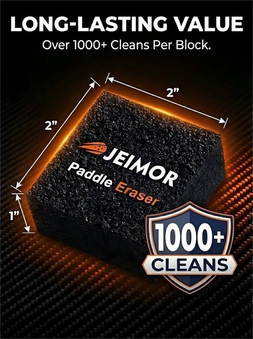 Jeimor Pickleball Paddle Eraser – Paddle Cleaner for Carbon Fiber & Graphite Paddles, Removes Ball Residue & Dust, Restores Spin & Grip, Includes Clear Carry Case (2 Pack)