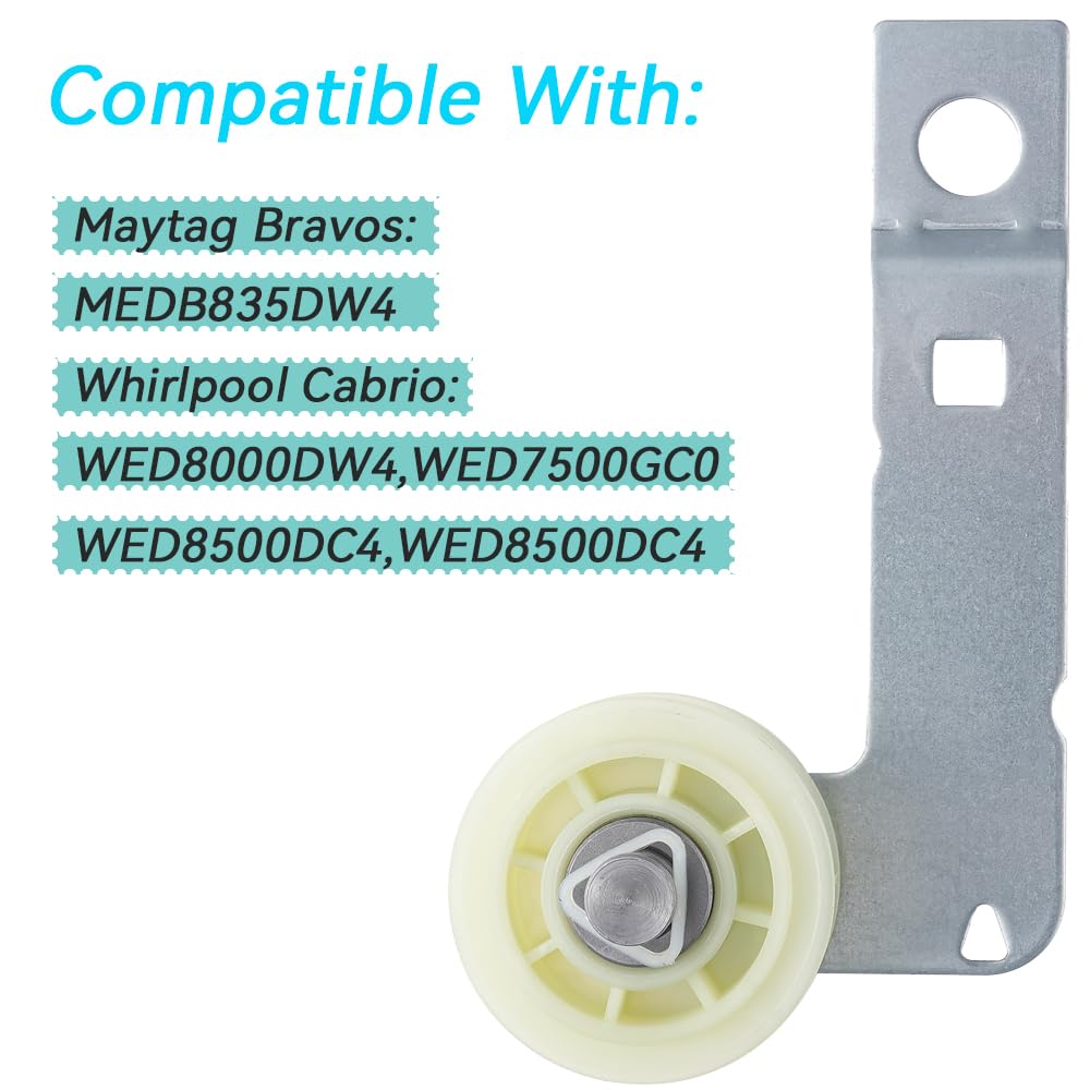 Dyer Idler Pulley for Maytag Bravos MEDB835DW4, Whirlpool Cabrio WED8000DW4, WED7500GC0, WED8500DC4 W10837240 Replacement.