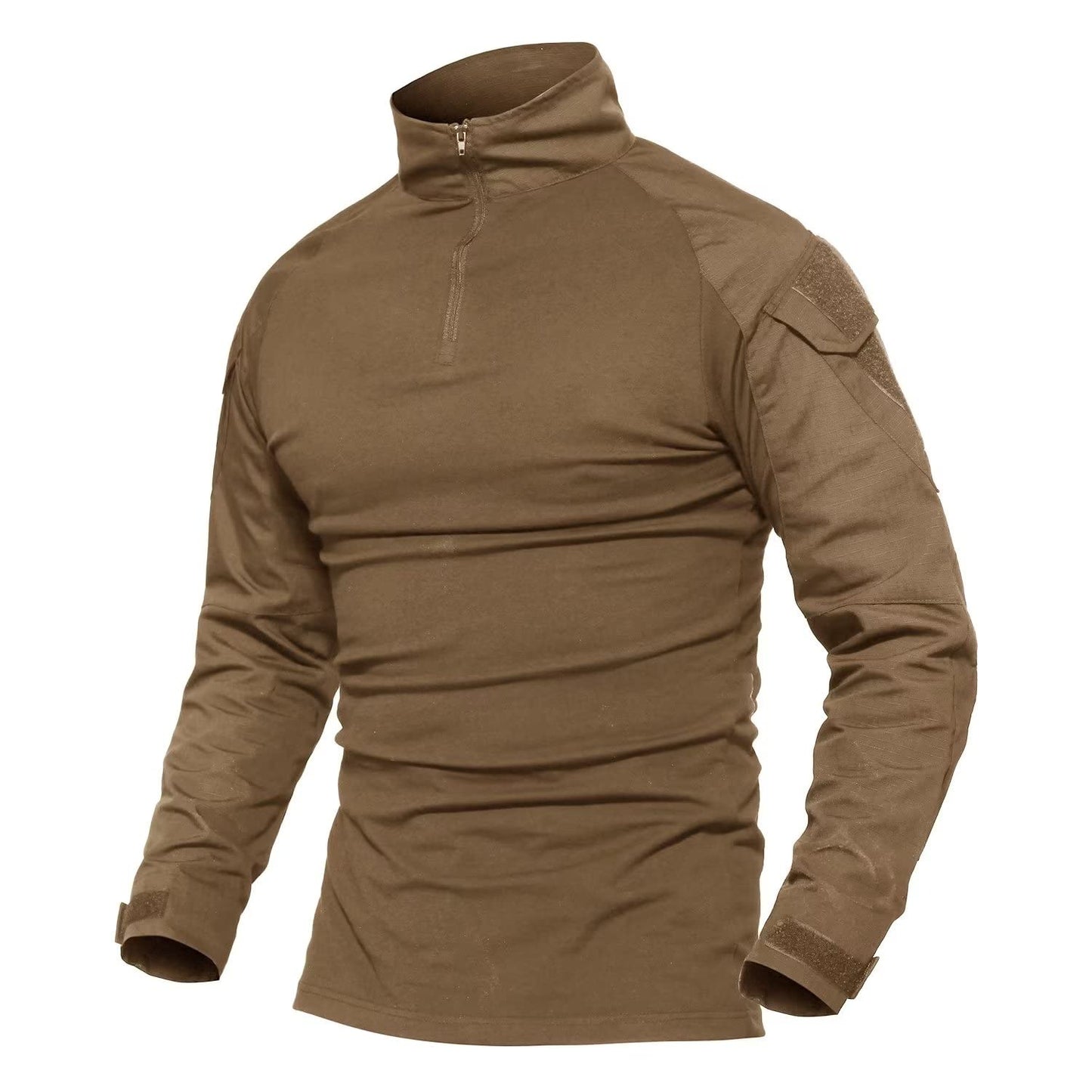 MAGCOMSEN Combat Shirt Men Long Sleeve Tactical Hiking Hunting Fishing Work Shirt Brown