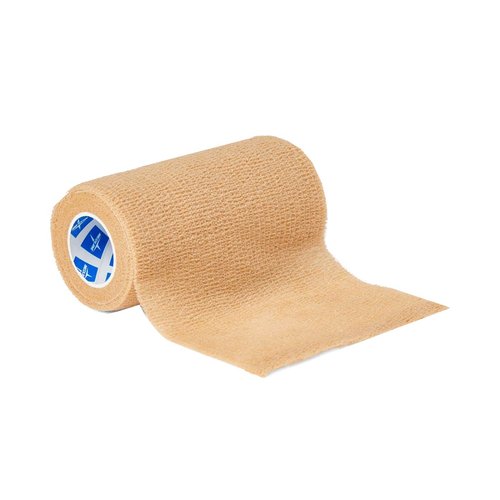 Medline Self-Adherent Cohesive Wrap Bandage, Latex-Free, 4" x 5 yd, Tan, 18 Count