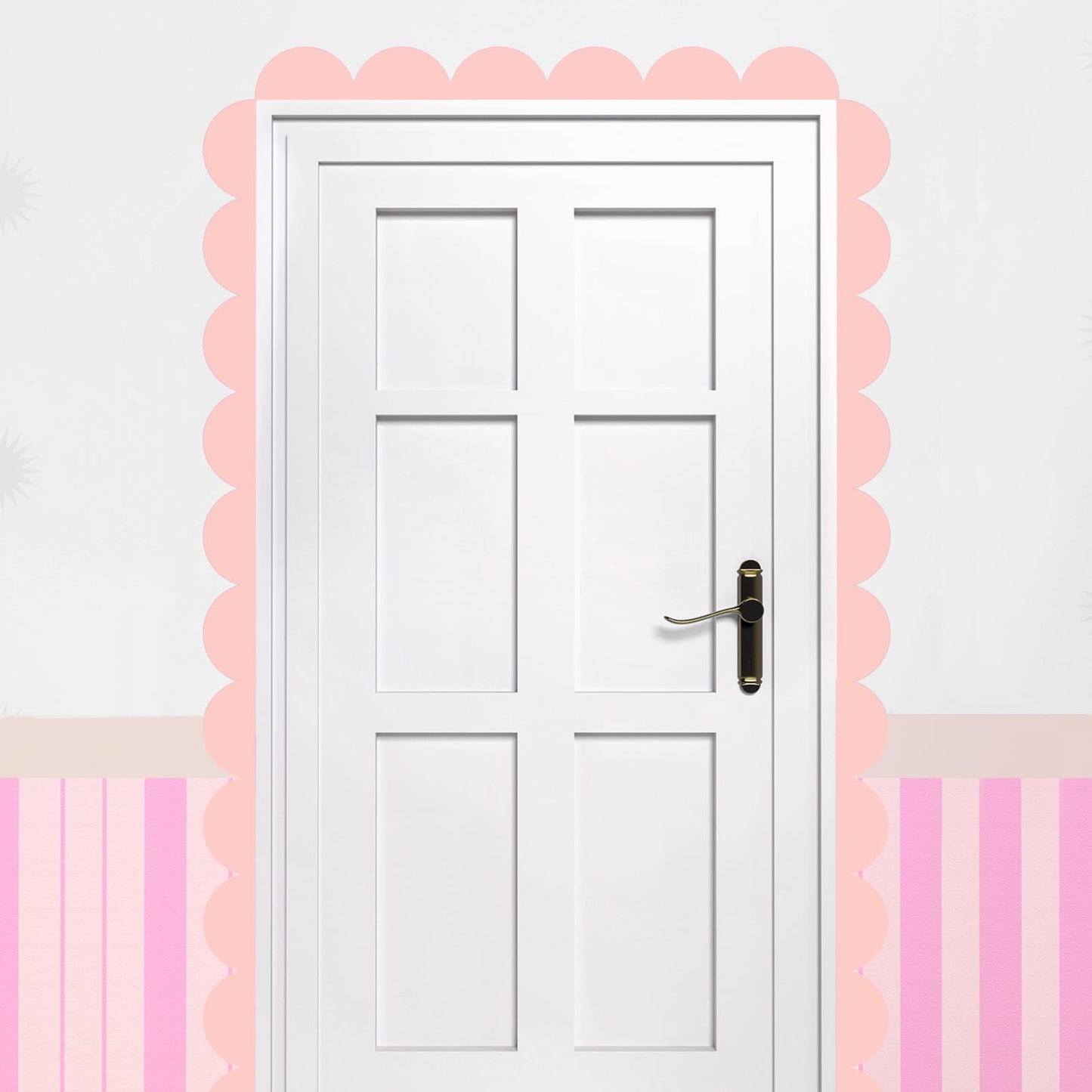 Nuanchu 10 Pcs Pink Peel and Stick Scallop Border Decal Trim 15. 75 Inch Boho Giant Scalloped Edge Wall Sticker Waterproof Vinyl Wall Decals for Kids Girls Bedrooms Playroom Nursery Classroom