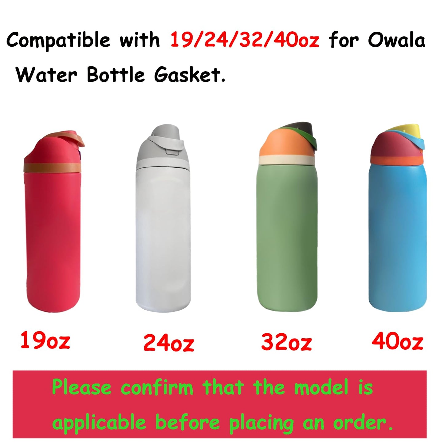 6 Pack Water Bottle Gasket Replacement for Owala FreeSip 19/24/32/40oz,Silicone Lid Seal O Ring,Sealing Gaskets Replacement Accessories Compatible with Owala FreeSip Stainless Steel Cup(Grey)