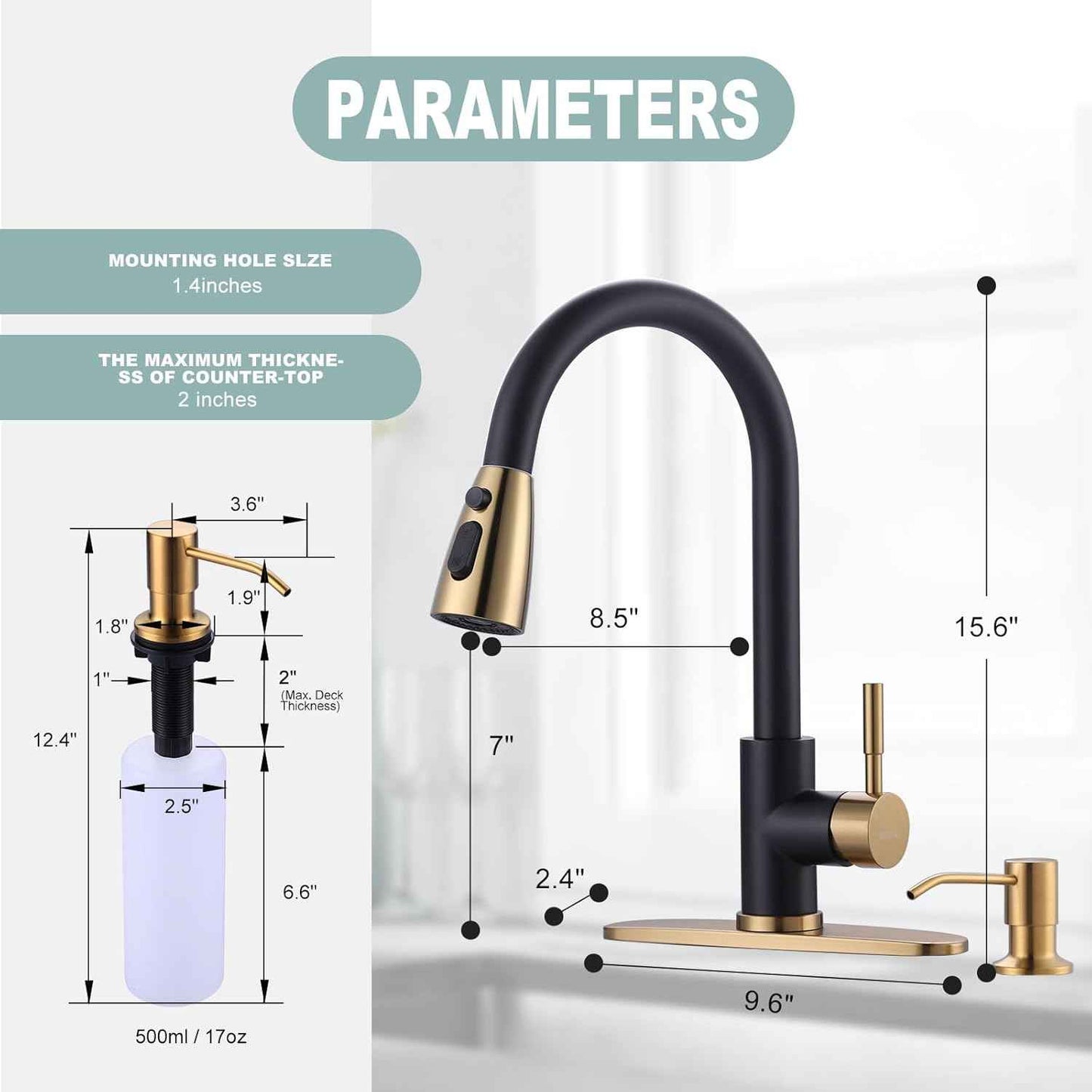 Stainless Steel Kitchen Faucet Combo with Water Filter - Brushed Nickel Sink Faucet for RO Systems