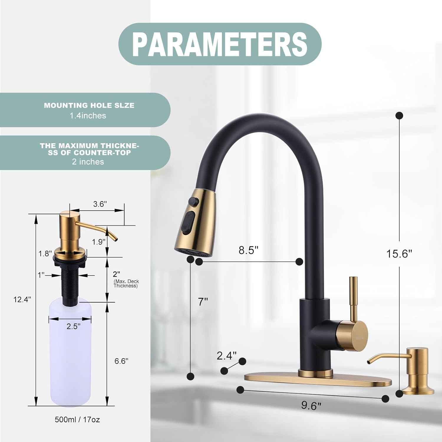 Stainless Steel Kitchen Faucet Combo with Water Filter - Brushed Nickel Sink Faucet for RO Systems