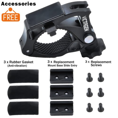 Replacement Bike Mount for Bike Light, Bike Lights Aluminum Mount, Universal Bike Headlight Bracket, Bicycle Light Holder, Easy to Install Without Tools, for 22-33 Handlebar (1 Pack)