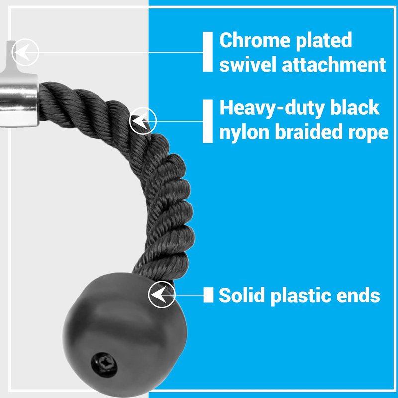 A2ZCARE Combo Cable Attachments for Gym, Cable Machine Accessories, LAT Pull Down Attachment with Multiple Option (D. Combo Tricep Rope, Rotating Bar, V-Bar and 2 Snap Hook)