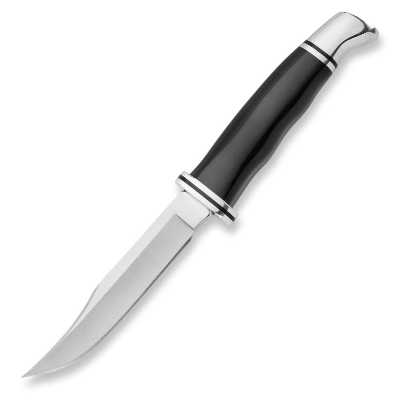 Buck Knives 102 Woodsman Hunting Knife, 4" Fixed Blade, Full Tang Design, Phenolic Handle, 420HC Stainless Steel Clip Point Blade, Sheath Included, Knife Made in the USA, Black, 2.6 oz