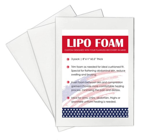 KUSMOO 3 Pack Lipo Foam Pads - Post Surgery Ab Board Liposuction Surgery Flattening Abdominal Compression Lipo Foam Sheets 8" x 11"