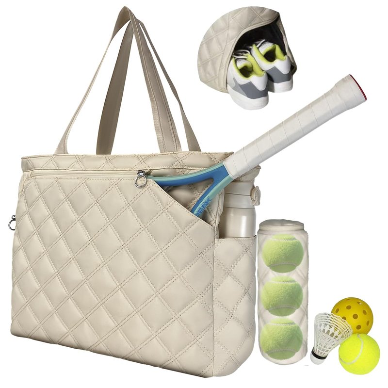 MOCUGER Tennis Tote Bags for women(Extra-Large) Pickleball Bags for Women with Independent Shoe Compartment & Base Feet, and Racket StorageBall/Makeup Bag,Gift for Women Outdoor Sports (Pink)