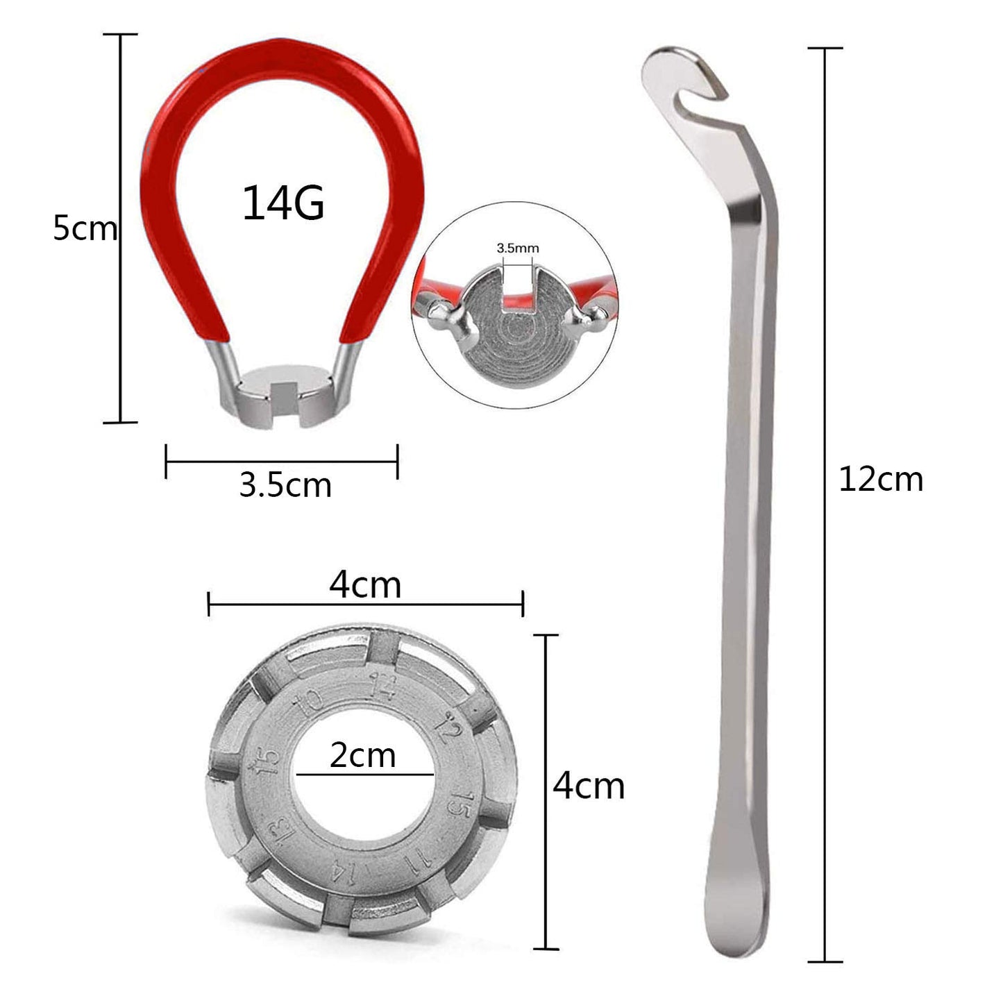 Springen 4 Pack Bike Spoke Wrench Kit, Forged Steel Bike Rim Correct Tool Bicycle Spoke Tool for Adjust Bicycle Wheel Tension