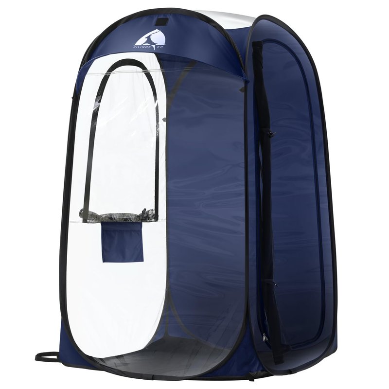 Sports Pod, Kilindeer Pop Up Weather Tent for 1 Person – Portable All-Weather Shelter with Clear TPU Panels, Instant Setup for Outdoor Events, Camping, Hiking, Wind & Rain Protection (Black)