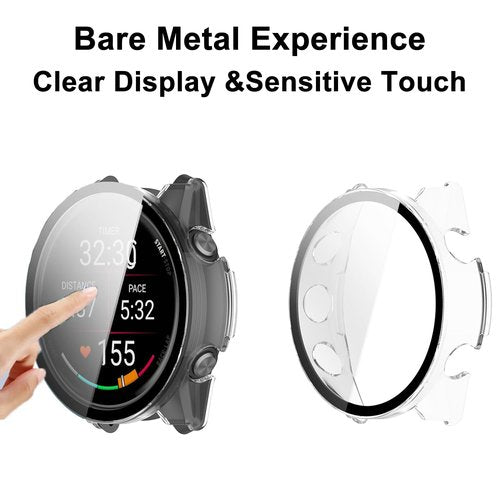 HXFRTYU 8 Pack Case for Garmin Forerunner 970 Smartwatch Screen Protector, Hard PC Bumper Overall Protective Tempered Glass Cover Accessories for Women Men