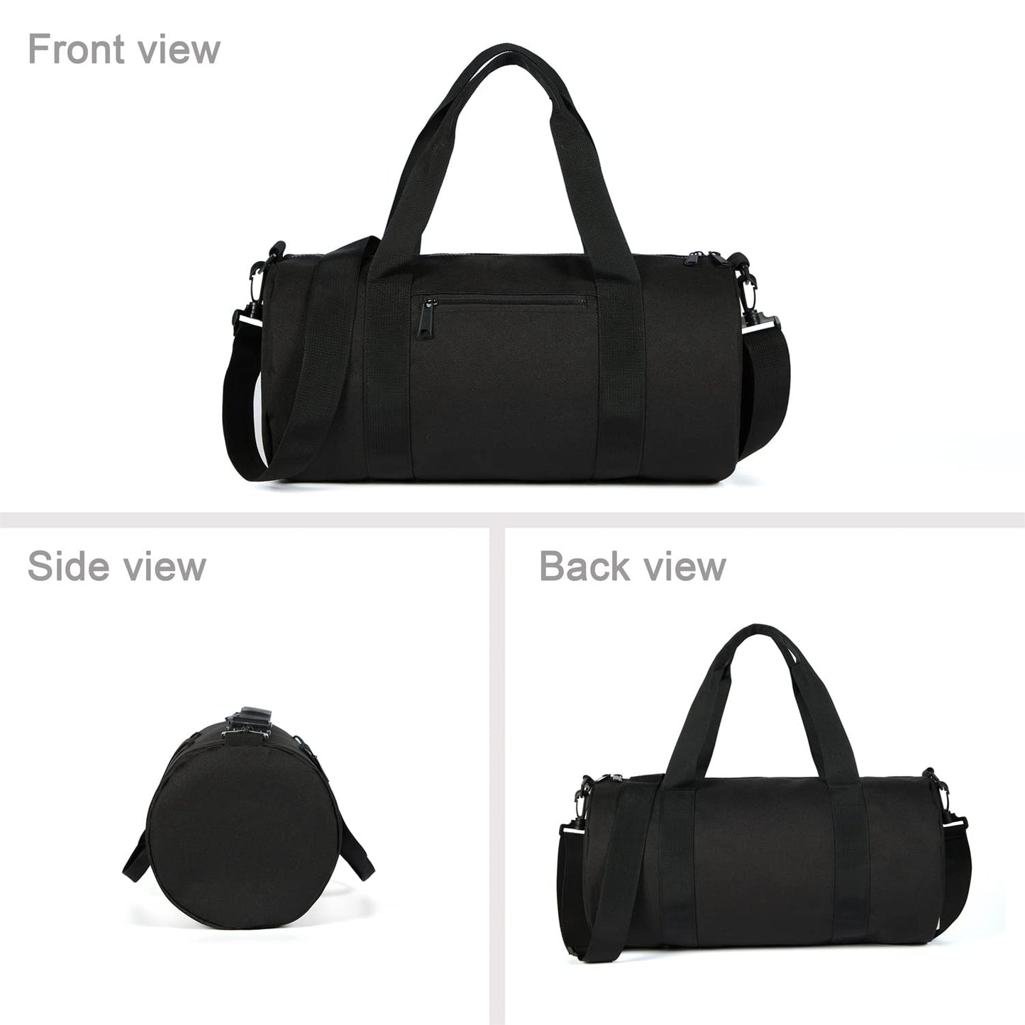 KDWAVE Small Gym Bag Duffel Bag for Women Men Fitness Sports Bag Workout Adjustable Detachable Shoulder Strap Lightweight Carry on Travel Duffle Bag (Black, 15" / Mini / 12L)
